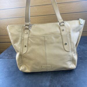 Tommy Bahama Tan Leather Shoulder Tote Bag
